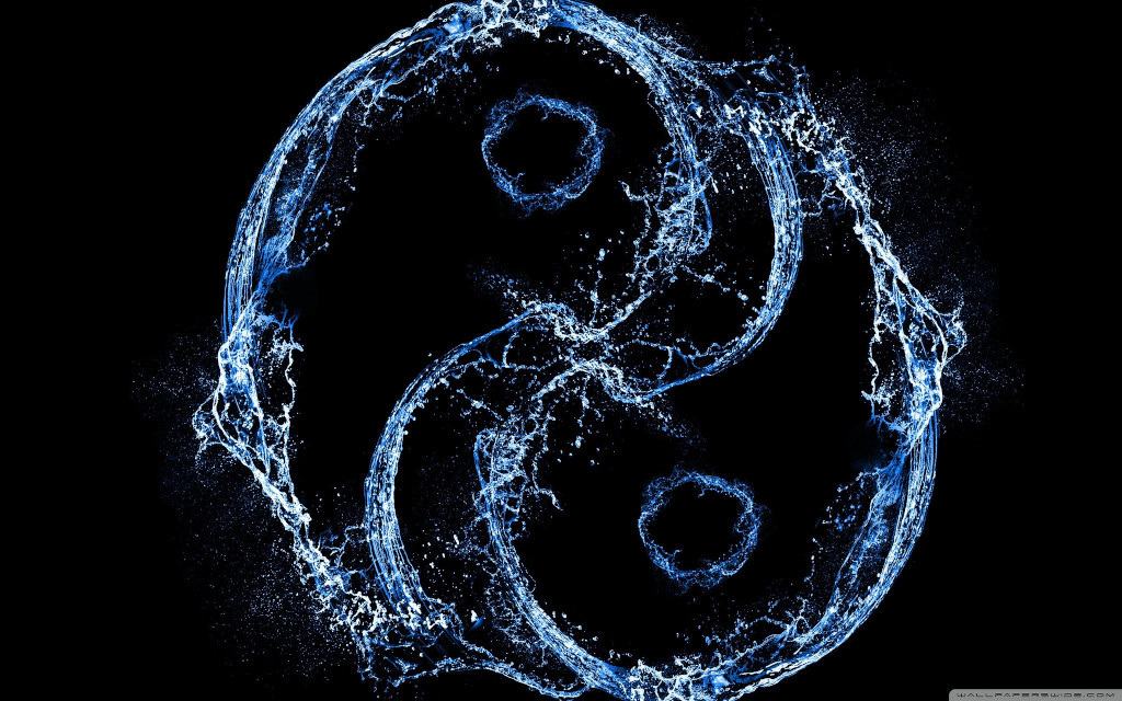 Symbole du yin et du yang fait d'eau.